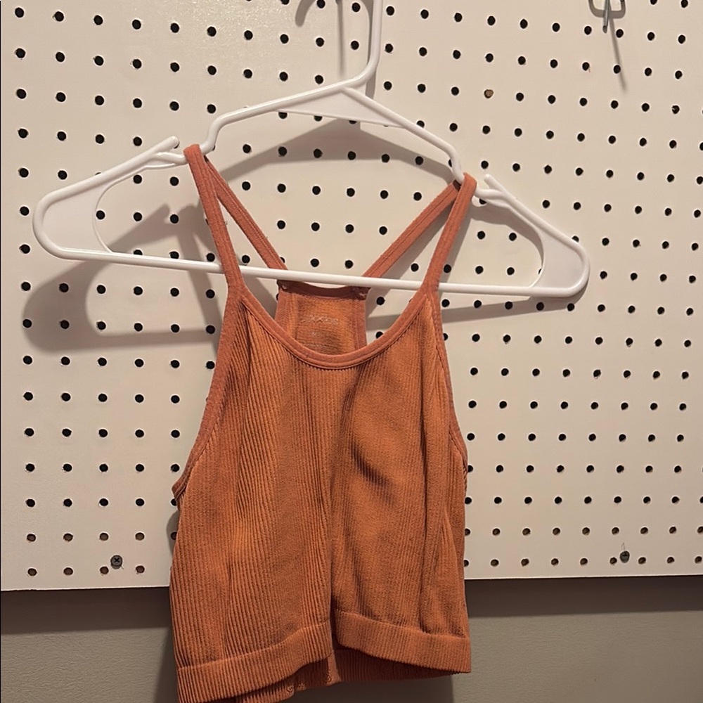 Orange Ribbed Crop Top